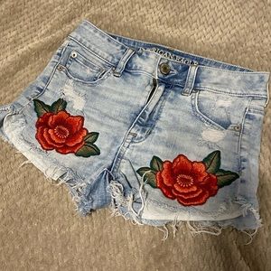 Denim printed shorts
